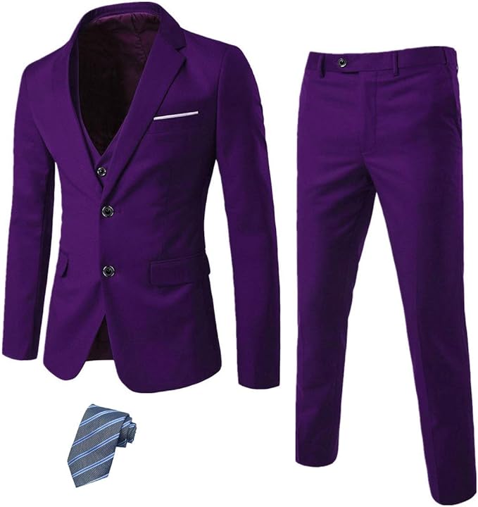 YND Men's Slim Fit 2 Button 3 Piece Suit Set for Stylish Looks