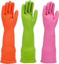 Reusable Long Rubber Dishwashing Gloves - Pack of 6