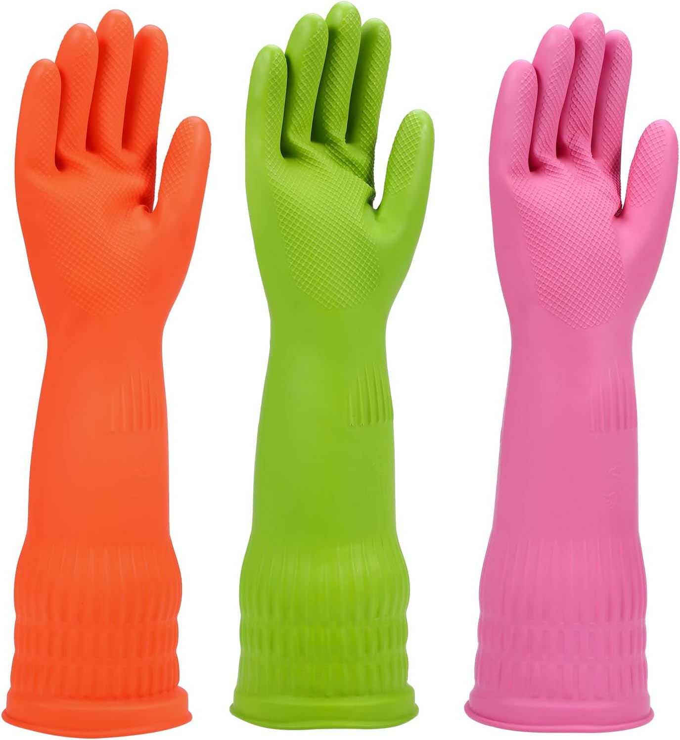 Reusable Long Rubber Dishwashing Gloves - Pack of 6