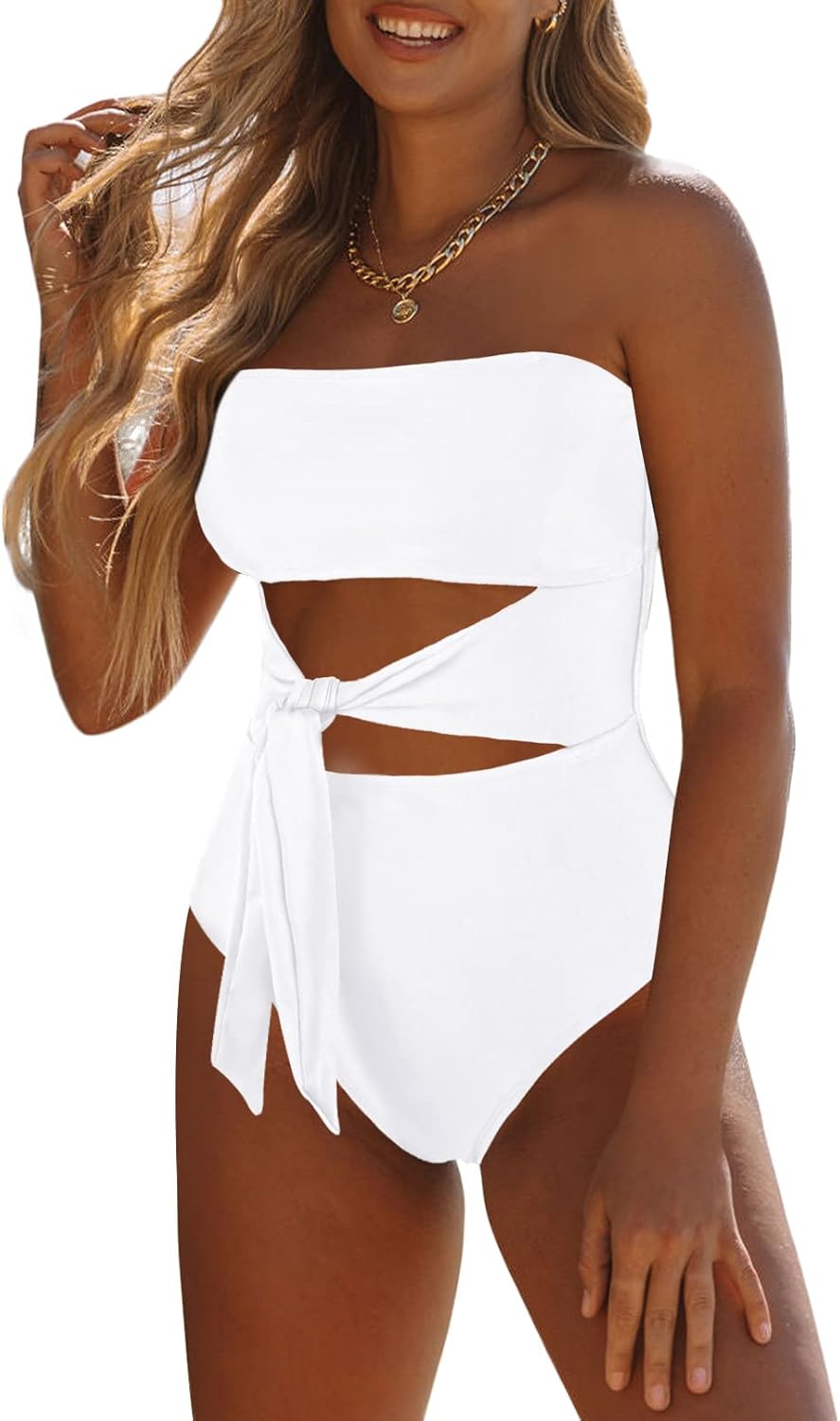 Viottiset Women's Bandeau One Piece Swimsuit for Summer Fun