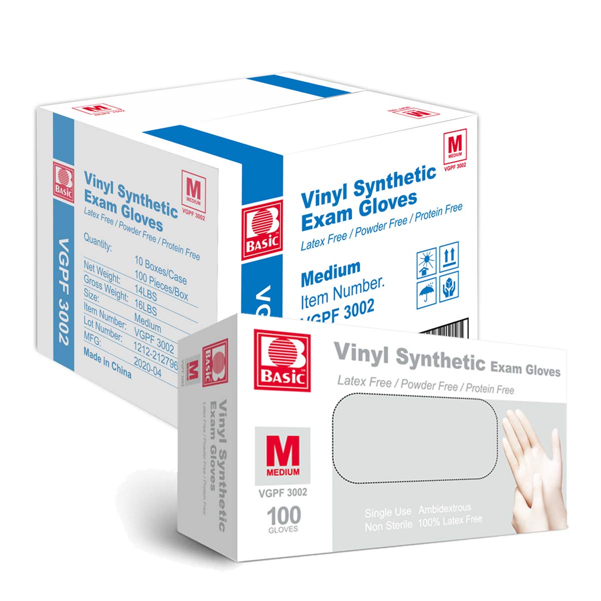 Latex-Free & Powder-Free Vinyl Exam Gloves - Case of 1,000