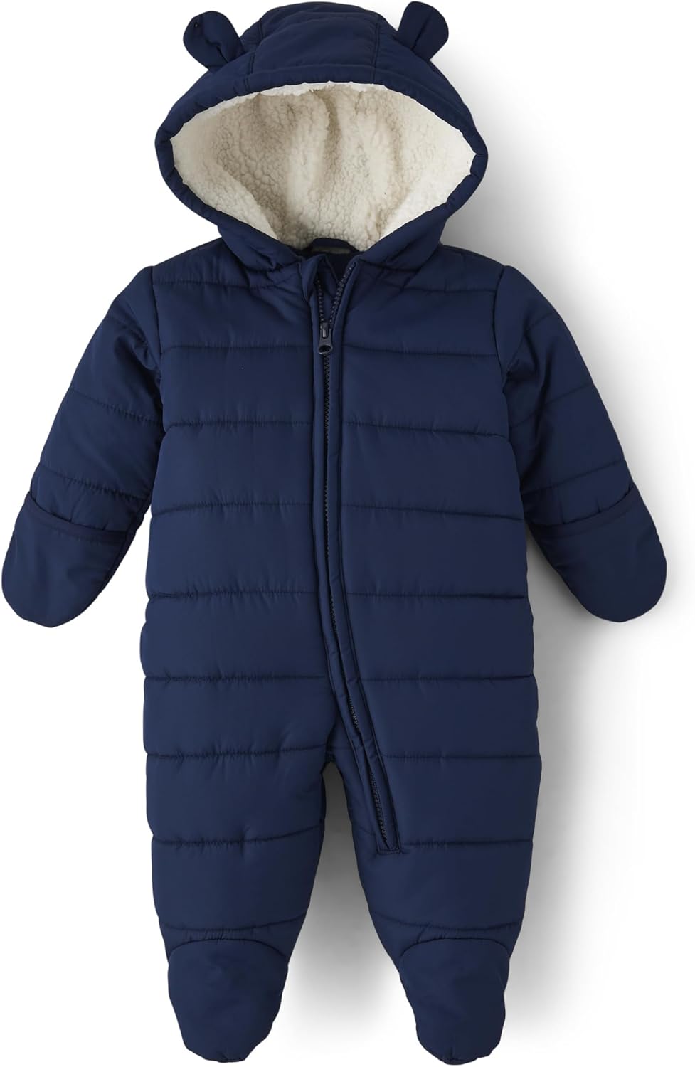 Unisex-Baby Fleece Hoodie Zip-Front Snowsuit for Winter Warmth