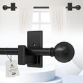 Black Curtain Rods No Drilling for Windows 36-88 in Easy Install