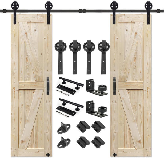 22 in x 84 in Double Unfinished British Brace Barn Door Kit