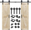 28 in x 84 in Double Unfinished British Brace Knotty Barn Door - Ready