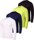 Mens Long Sleeve Dry Fit T Shirts 4 Pack - UPF 50 Sun Performance Real