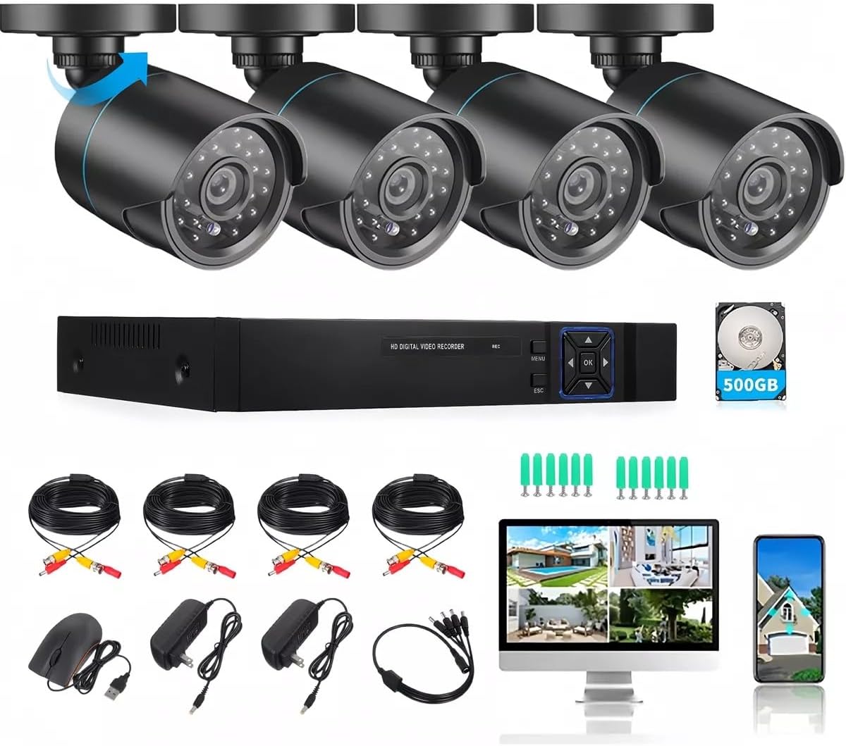 Home Security Camera System with 4MP Night Vision PoE Cameras