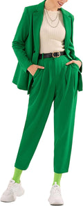 Women's Business Blazer and High Waist Pant Suit Set - Comfortable