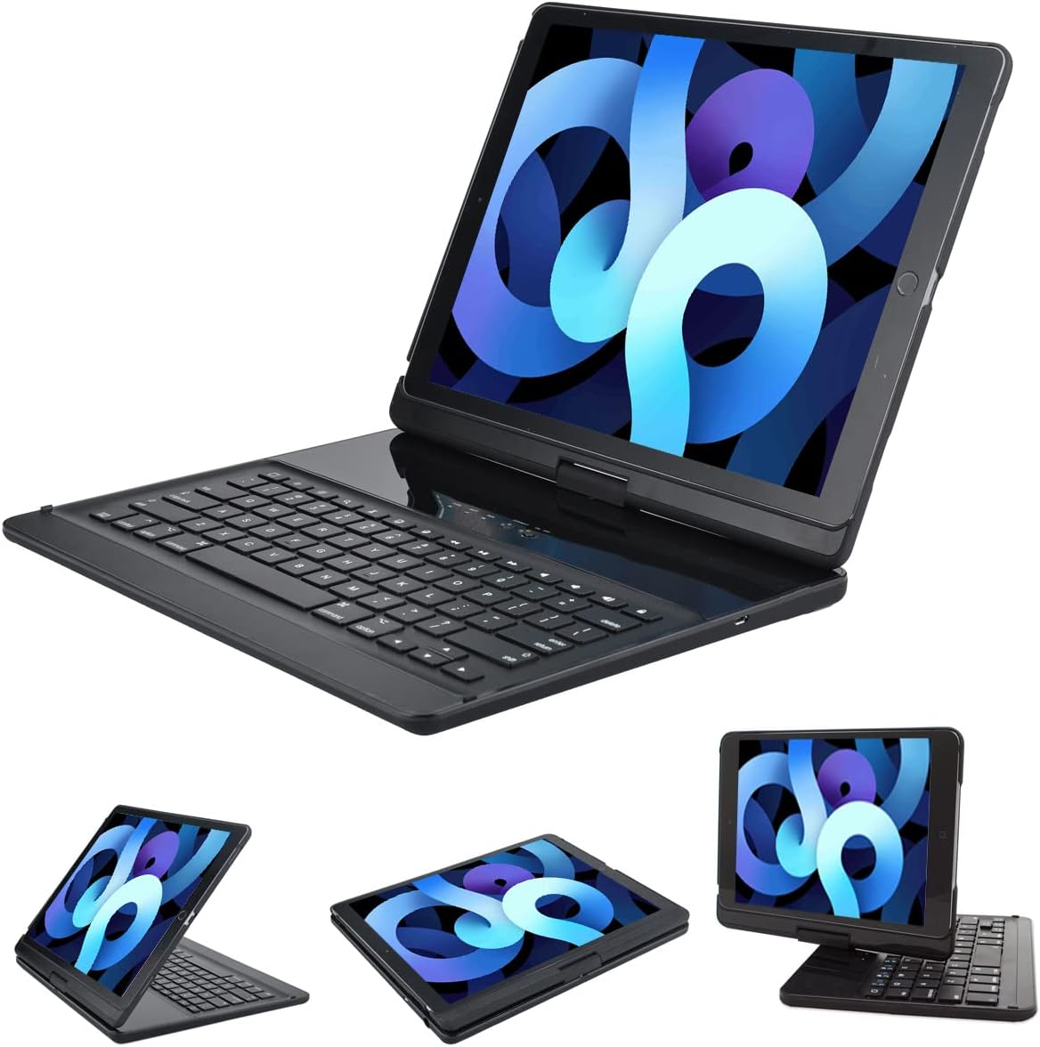 iPad Pro 12.9 Case with Keyboard - 360 Rotatable Folio Cover