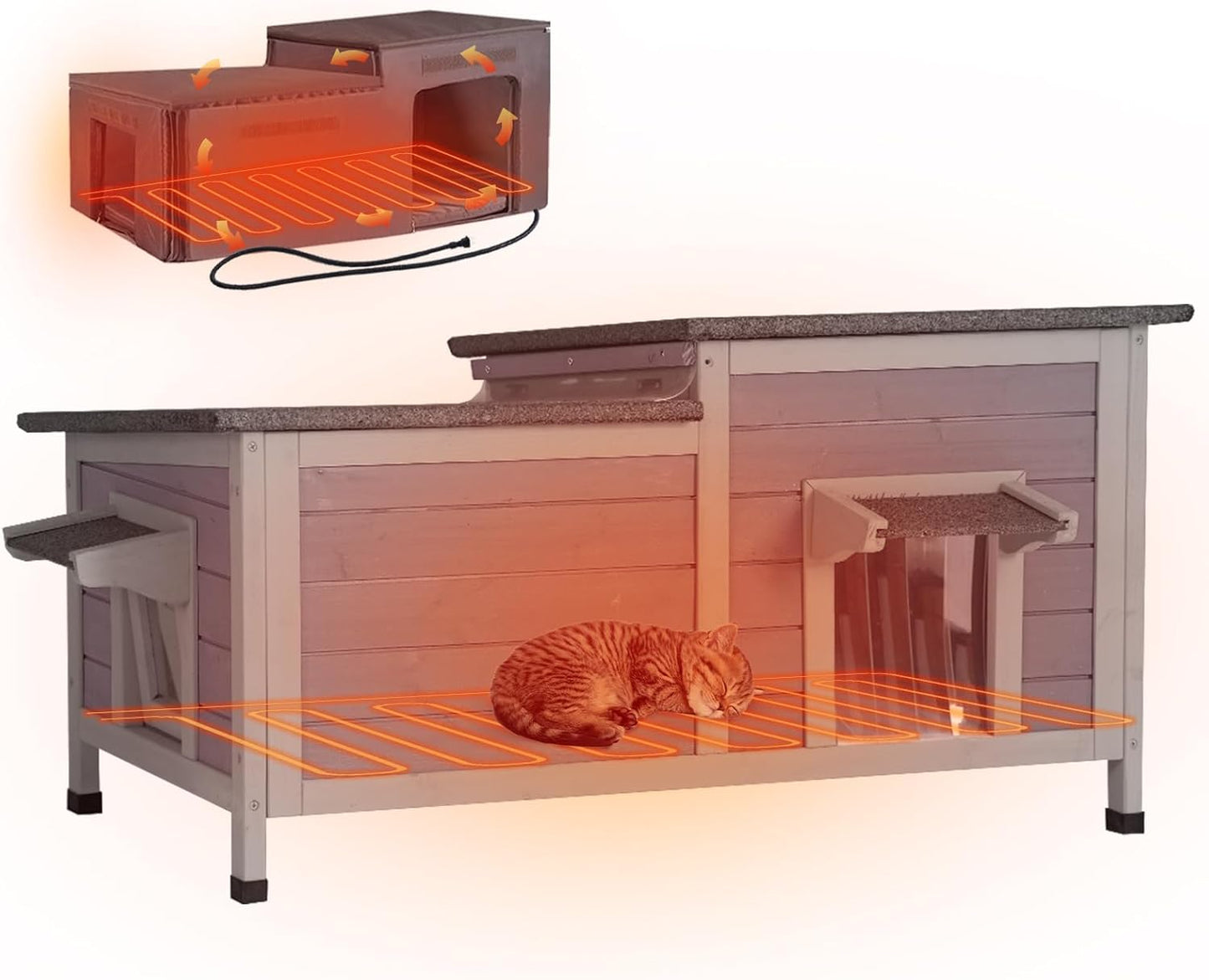 GUTINNEEN Heated Cat House for Winter with Insulated Liner