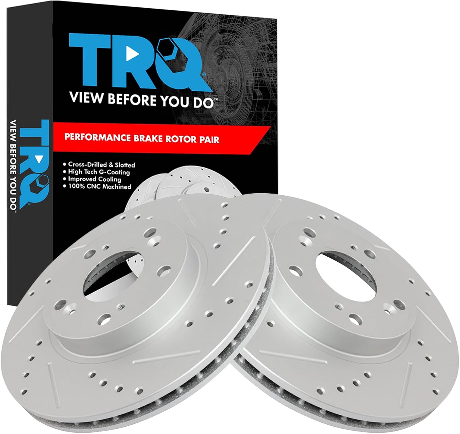 TRQ Front Performance Brake Rotors Set for Honda CR-V 2002-2004