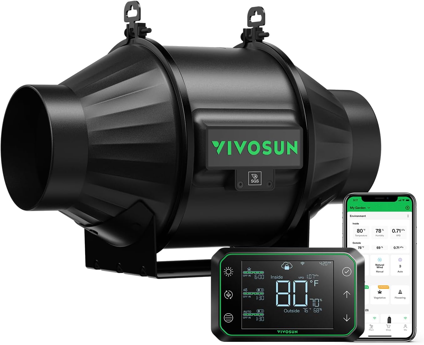 VIVOSUN AeroZesh T4 Quiet 4 Inline Fan - Fast Ventilation