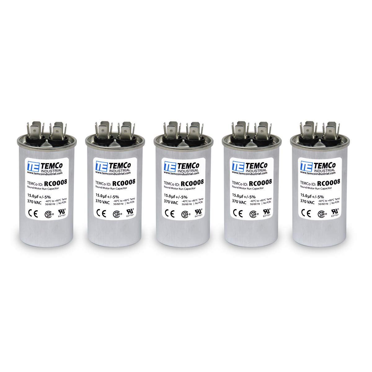 5 Pack 15 uF Run Capacitor CBB65 for HVAC Applications