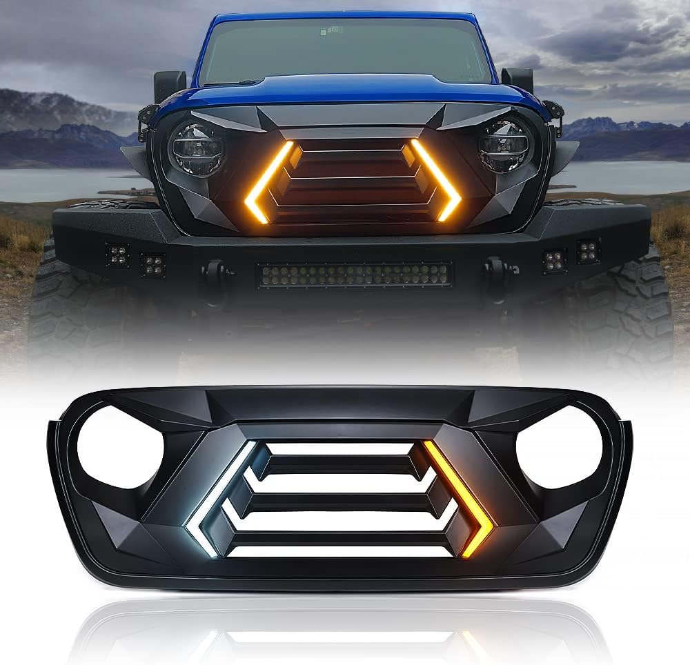 Xprite Front Grille with Turn Signals for Jeep Wrangler JL JLU