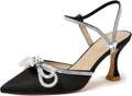 Women's Closed Toe Rhinestone Kitten Heels - Low Slingback Pumps