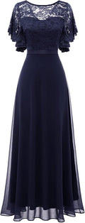 Womens Formal Lace Chiffon Empire Waist Dress for Wedding Guest