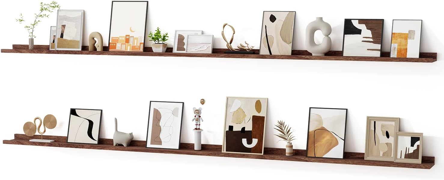 Floating Picture Ledge Shelves for Wall - Set of 2, 95 in