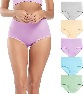 Molasus Women's Cotton Underwear High Waisted Full Coverage Panties