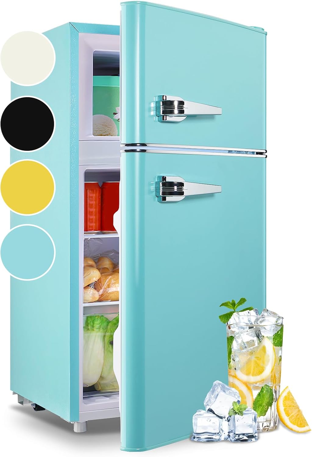 WANAI 3.5 Cu.ft Retro Refrigerator with Freezer and Handles
