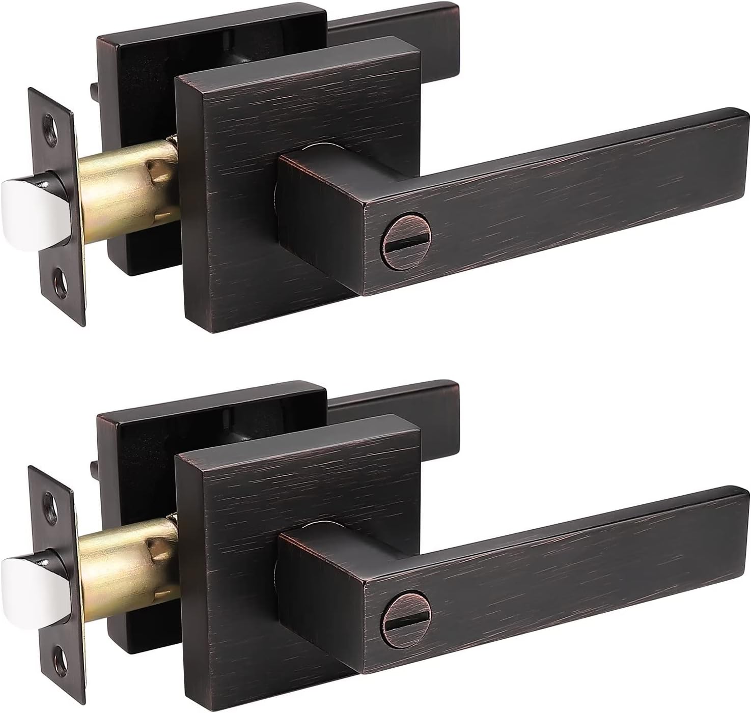 Probrico Oil Rubbed Bronze Privacy Door Lever for Bedrooms & Baths
