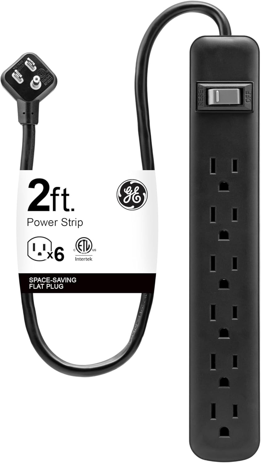 GE 6-Outlet Power Strip with Heavy Duty Plug