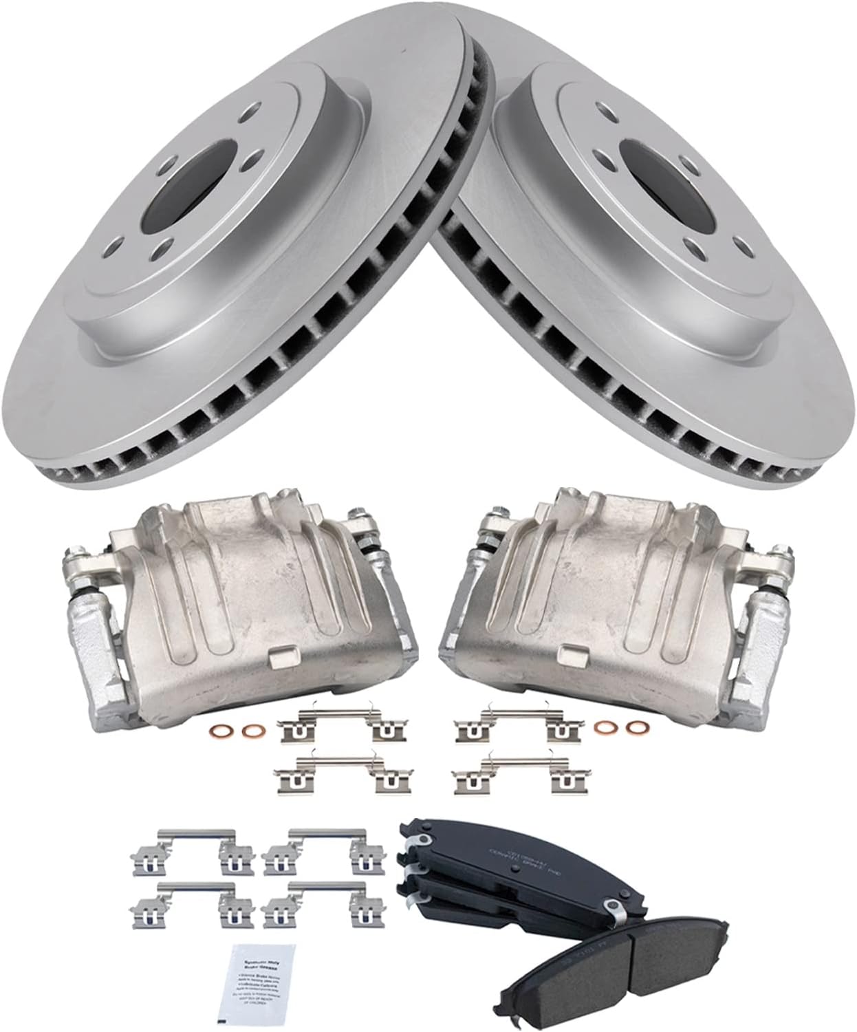 TRQ Front Brake Calipers with Ceramic Pads and Rotors for 300