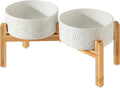 Elevated Ceramic Dog Bowls 7.3in - Ergonomic Dual Feed Stand