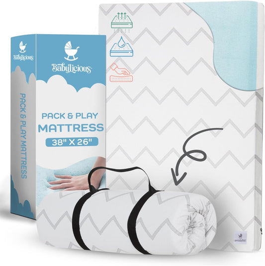 Pack and Play Mattress - Waterproof Memory Foam Crib Topper