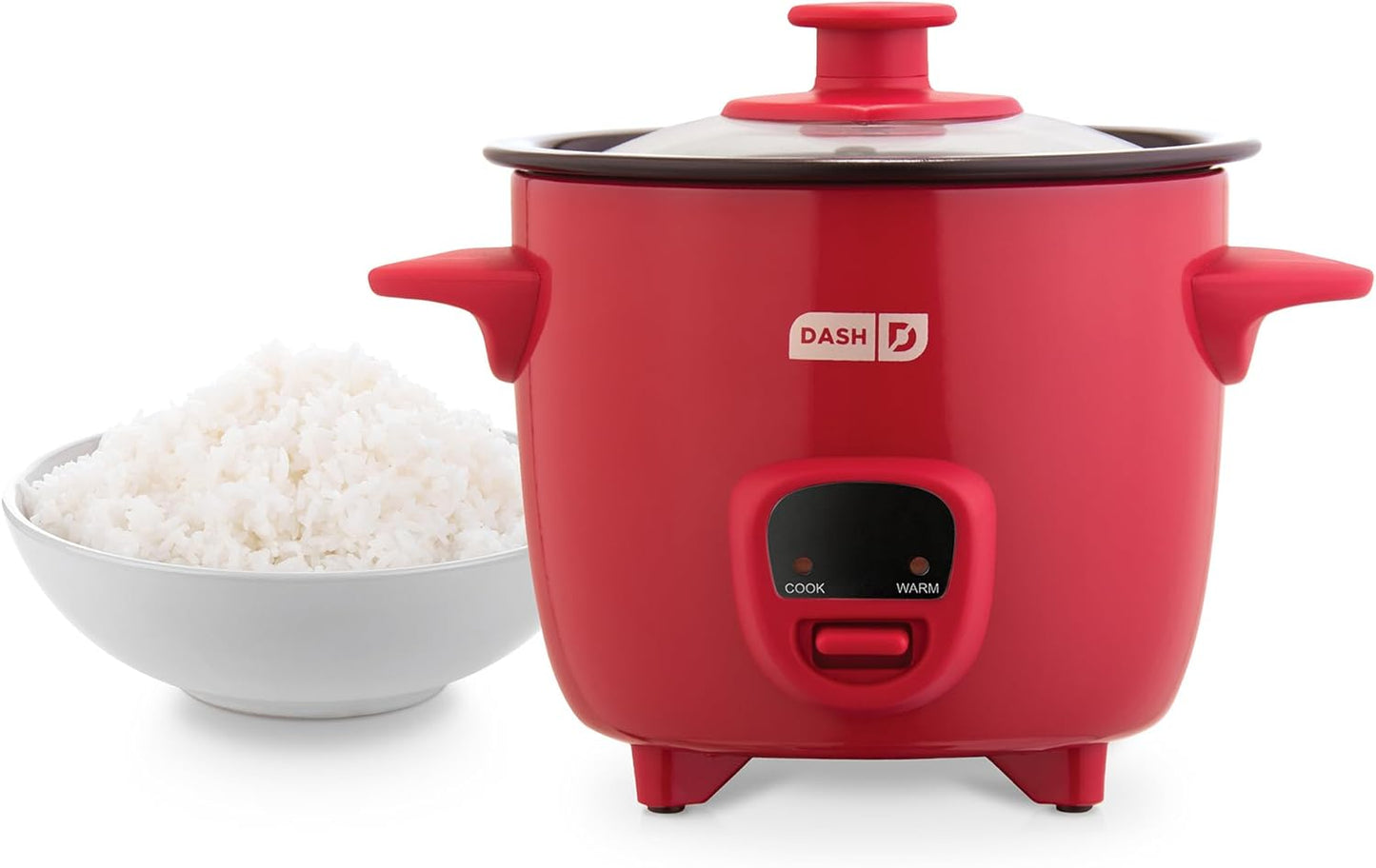 DASH Mini Rice Cooker - Keep Warm, Nonstick Pot, Recipe Guide - Red