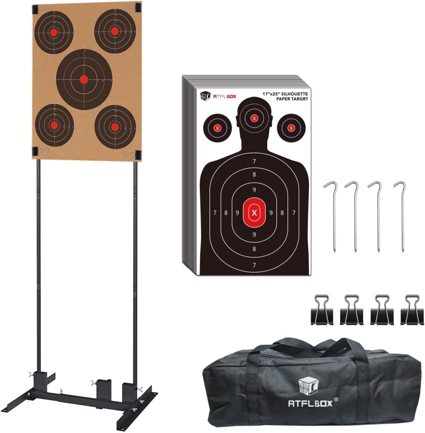 Atflbox Shooting Target Stand with 10 Paper Targets for Practice