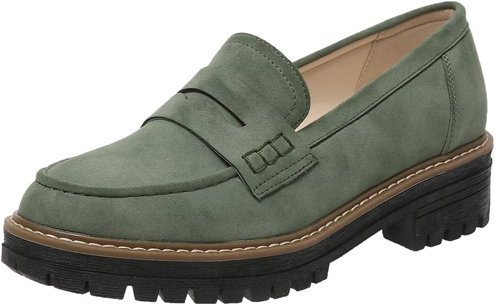 Womens Loafers Shoes Platform Chunky Penny Loafers for Comfort