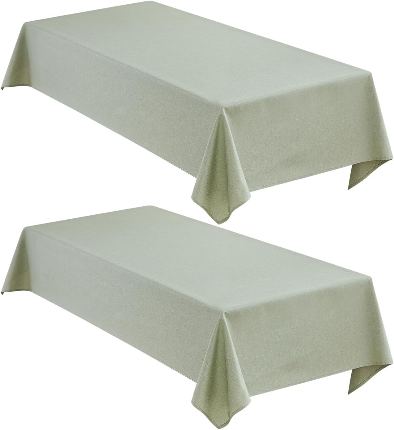 Faux Linen Tablecloths for Rectangle Tables, 2 Pack Washable