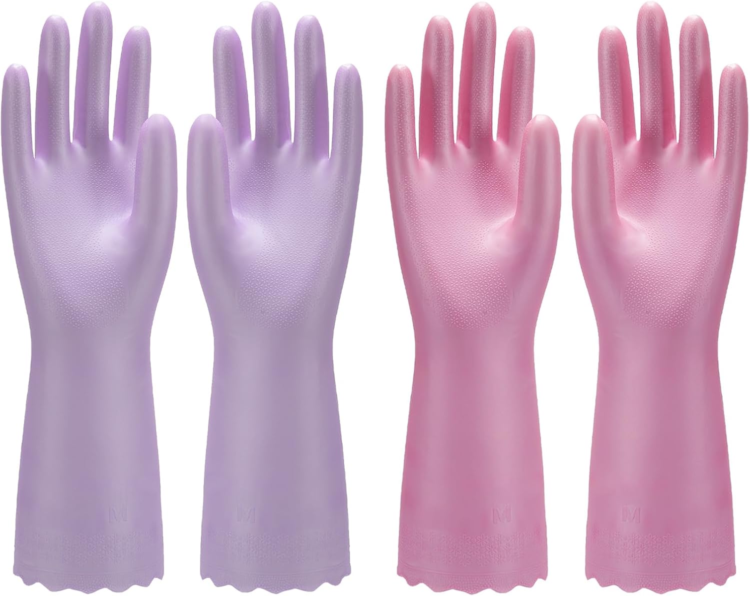 Bamllum Reusable Rubber Dishwashing Gloves - Non-Slip Cleaning for Dishes (2 Pairs)