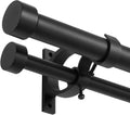 Matte Black Double Blackout Curtain Rods 72 to 144 in - Dual Rod