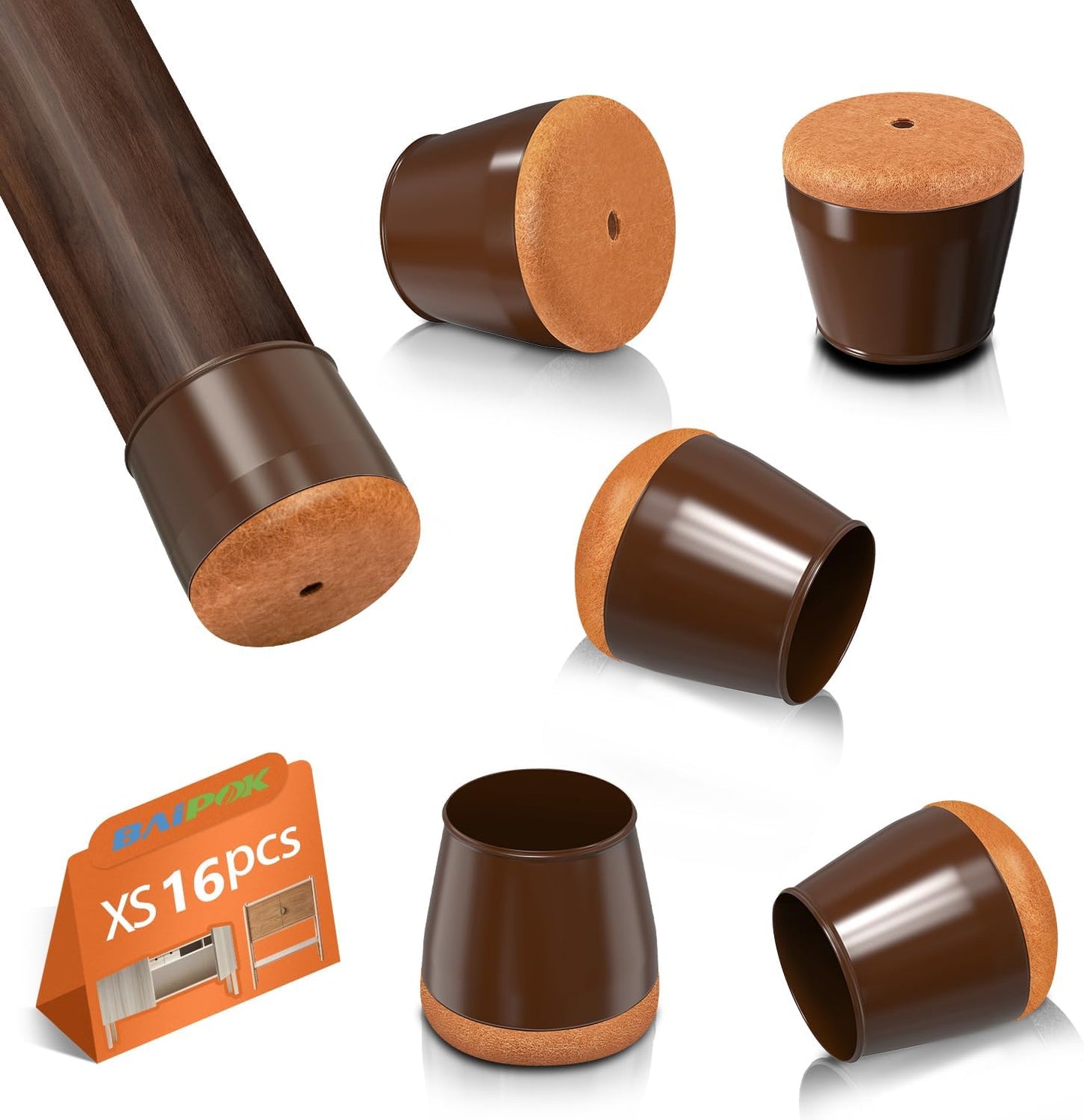 BAIPOK Silicone Chair Leg Protectors - Anti-Scratch & Noise Reducing Floor Guards