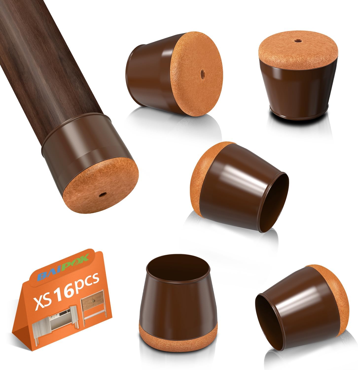 BAIPOK Silicone Chair Leg Protectors - Anti-Scratch & Noise Reducing Floor Guards