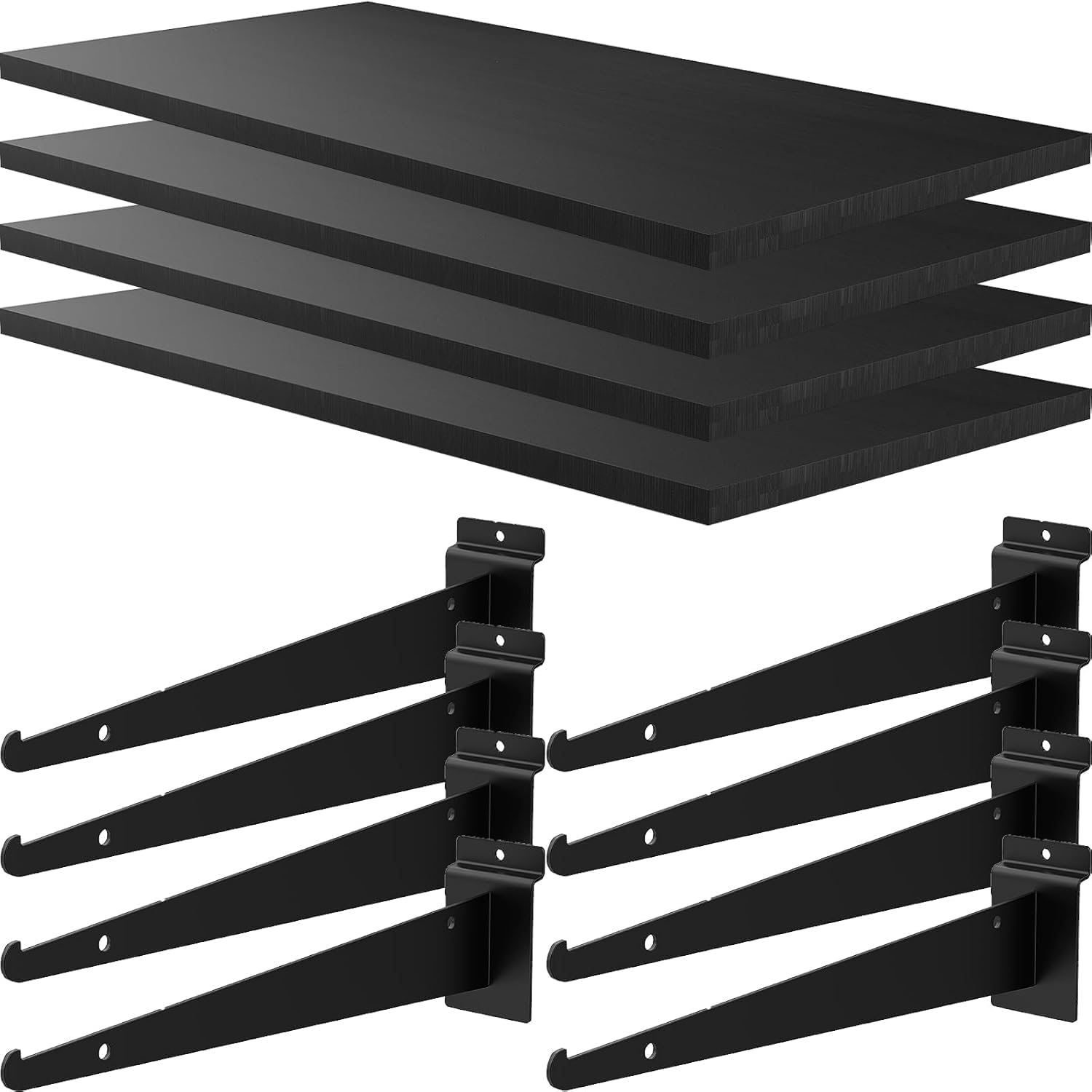 4 Pack Wooden Slatwall Shelf for Organized Garage and Home