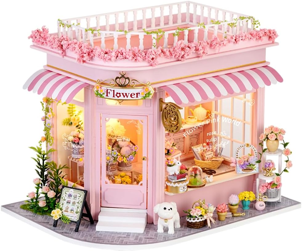 TuKIIE DIY Miniature House Kit - Creative Flower Shop Model