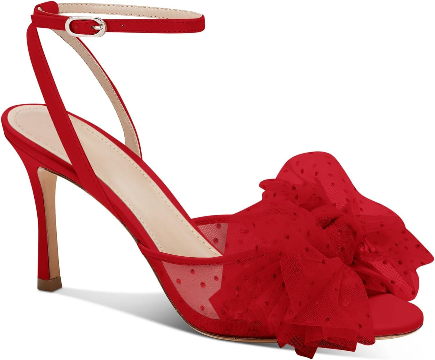 Coutgo Womens Bow Tie Heels Sandals for Summer Weddings