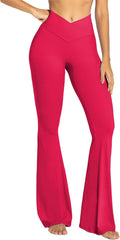 Flare Leggings for Women Crossover Yoga Pants - Tummy Control High