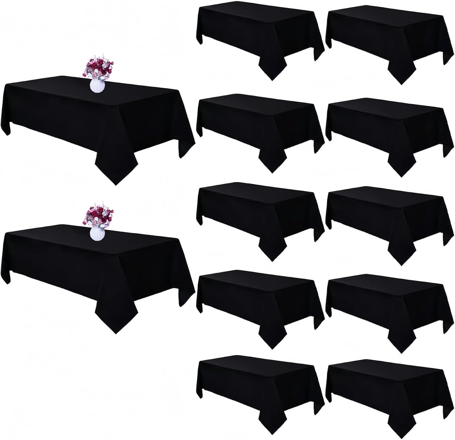 12 Pack Black Table Cloths for 6 Foot Rectangle Tables