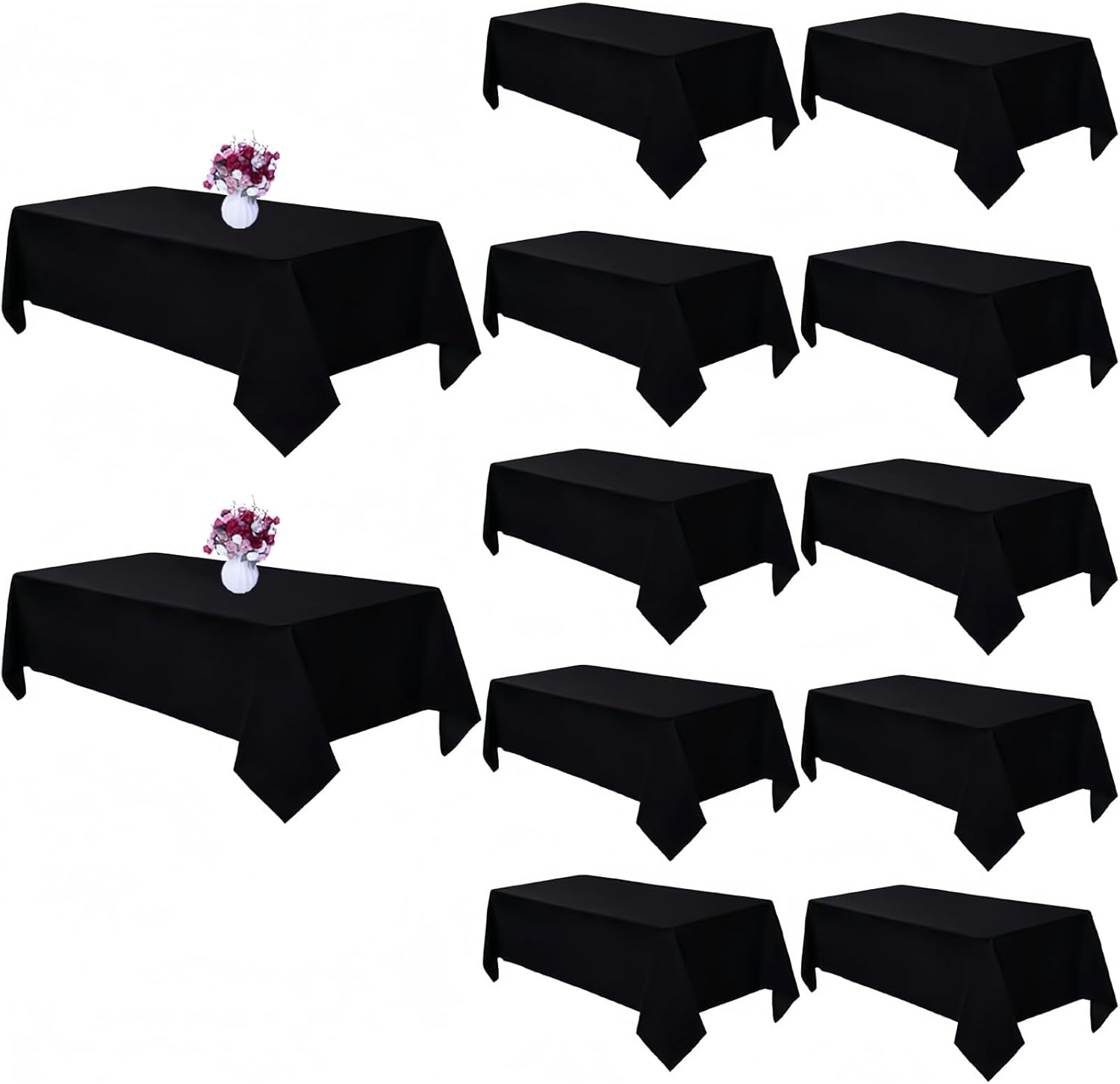12 Pack Black Table Cloths for 6 Foot Rectangle Tables