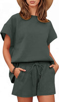 Tankaneo Womens Loungewear Set Short Sleeve Tops (Style ZP4W)