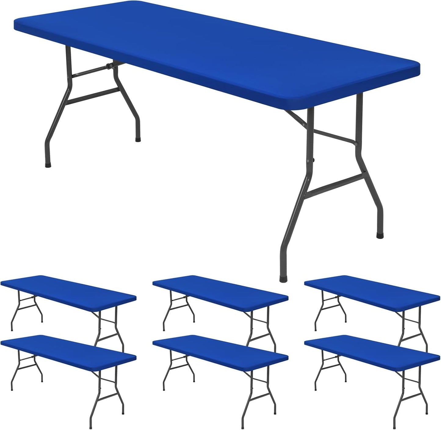 6 Pack Stretch Fabric Table Top Cap Cover for 6ft Tables