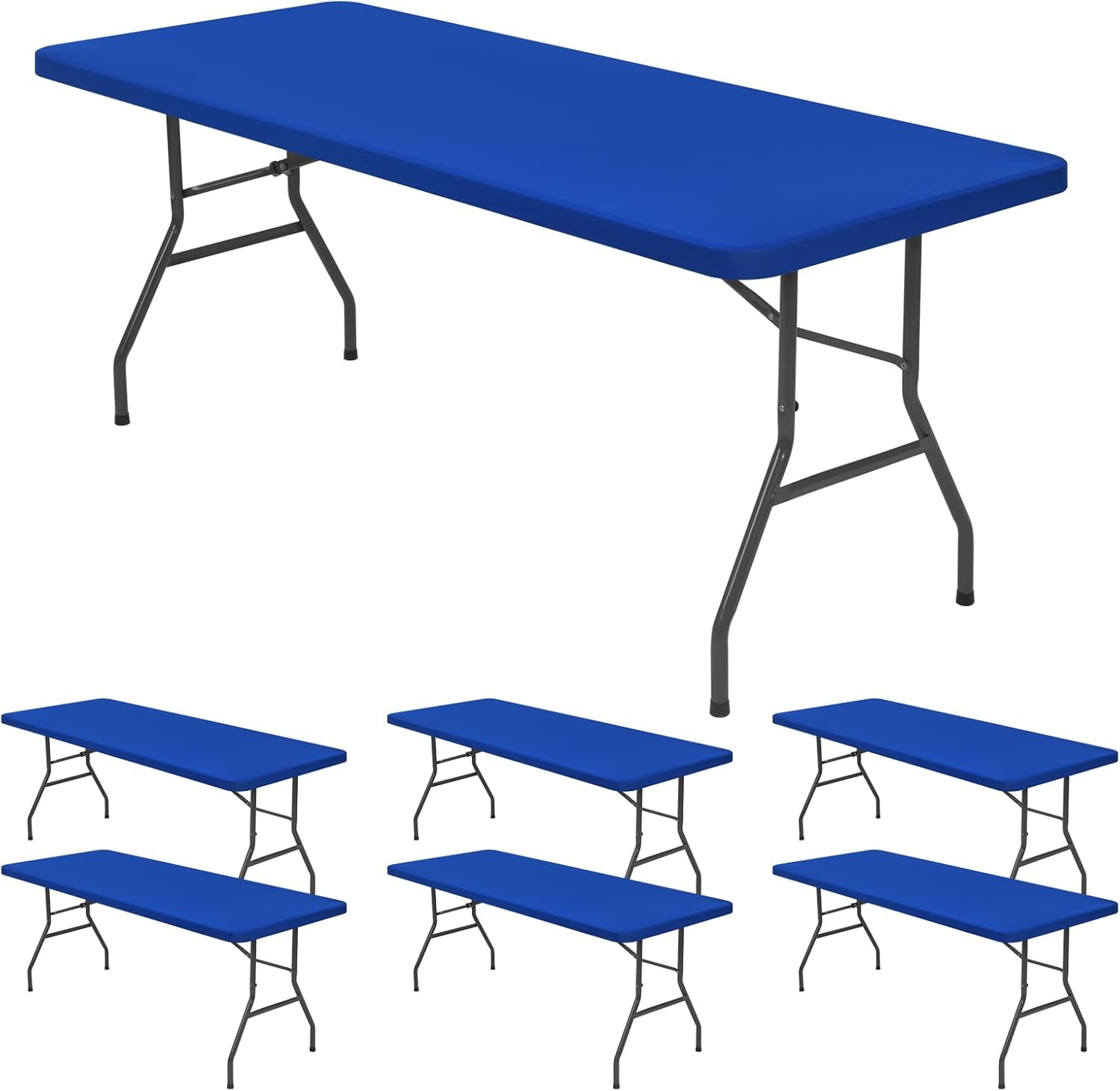 6 Pack Stretch Fabric Table Top Cap Cover for 6ft Tables