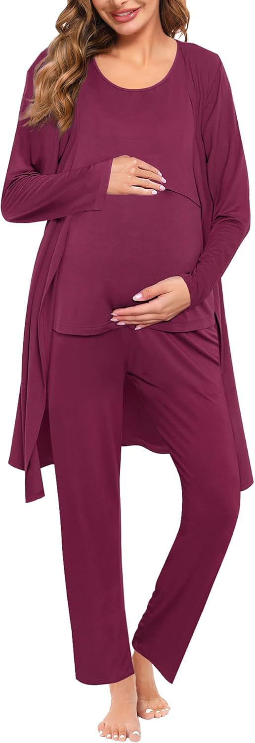 SWOMOG Maternity Nursing Robe Set for Comfortable Breastfeeding