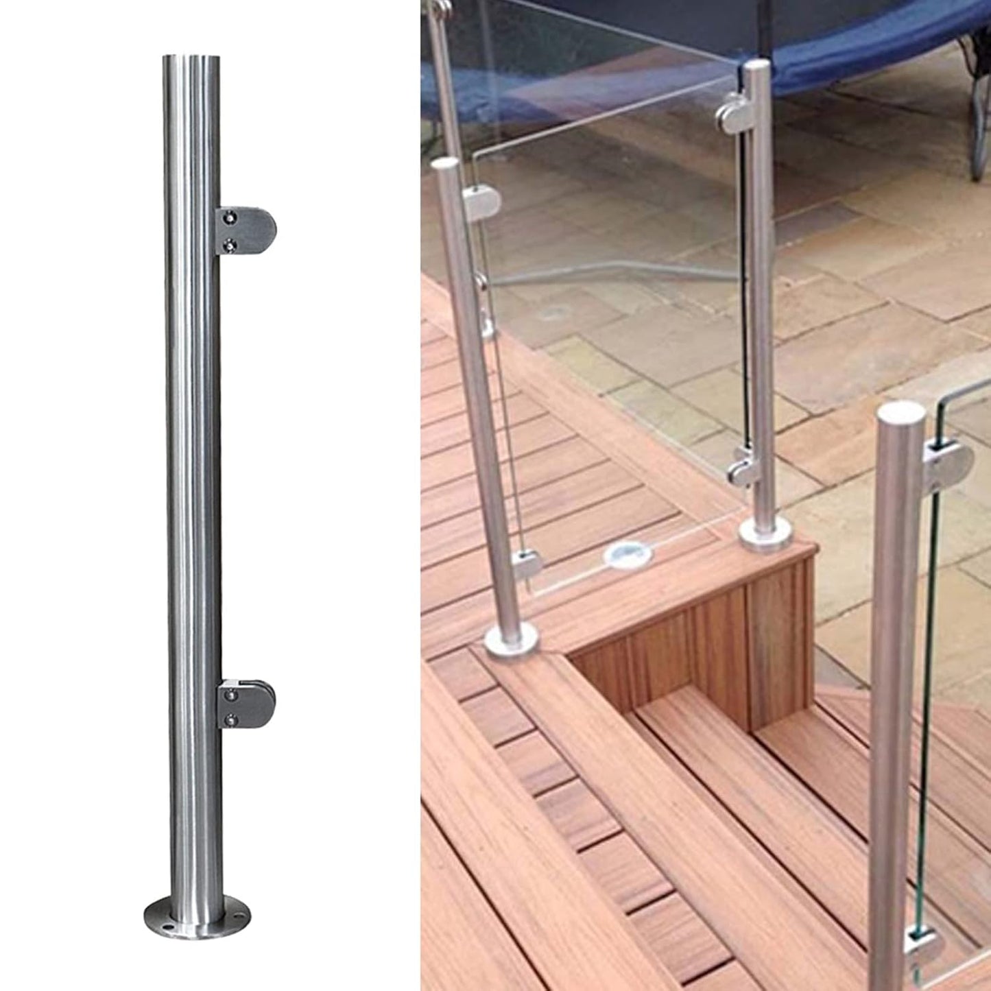 Glass Railing Post 43in End Post for Stylish Decks and Fences