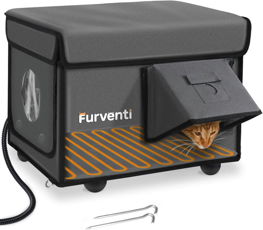 Outdoor Heated Cat House for Feral Cats - Insulated & Weatherproof