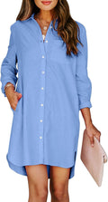 Womens Button Down Shirt Dress with Pockets - Comfortable (Style JVWB)