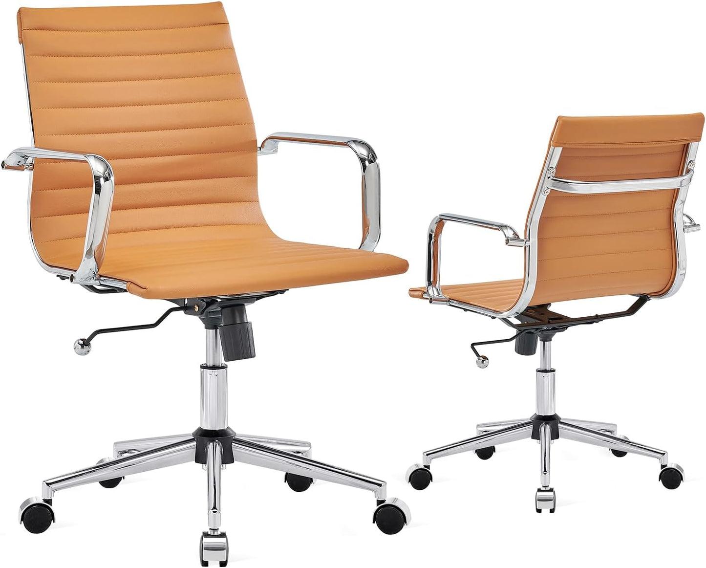Luxmod Ergonomic Vegan Leather Swivel Chair - Terracotta